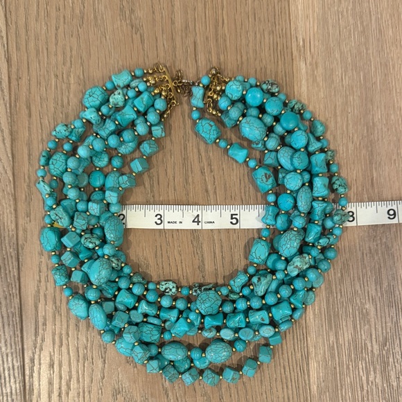 Turquoise Multi Strand Beaded Necklace - Picture 2 of 3